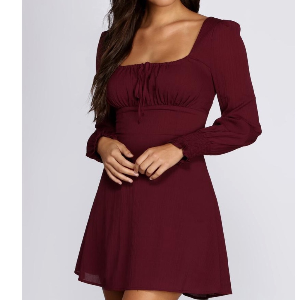 Long Sleeve Peasant Mini Dress